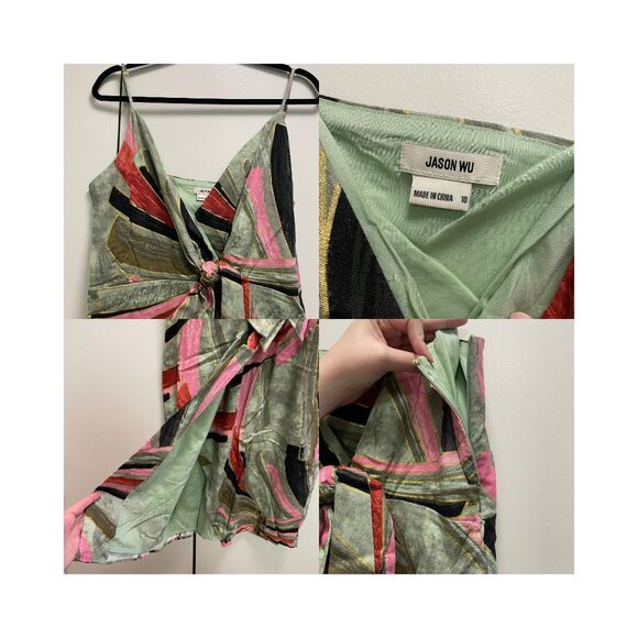 NWOT Jason Wu Faux Wrap Dress with Geometric Metallic Print - Size 10 - Picture 4 of 6